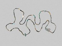 Aeg F 19  Aeg F 19, Neues Reich bis Spätzeit, Kette mit Amuletten, Fayence, L 127 cm : Bestandskatalog Ägypten, Museumsfoto: Claus Cordes